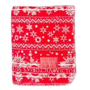 NEW Victorias Secret 50x60 Fleece Blanket Fair Isle Snowflake Holiday Sherpa